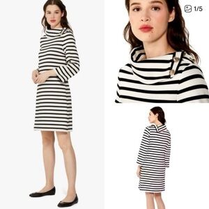 Kate Spade Black and White Striped Long Sleeve Dress